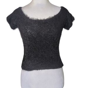 Cotton Candy Black Fuzzy Top Size S/M